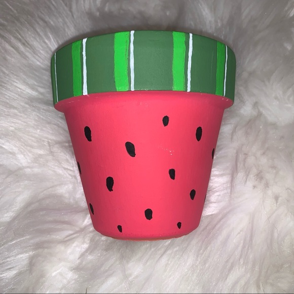 🎉HP!! 🍉NEW! Watermelon Hand Painted Flower Pot - Picture 7 of 15